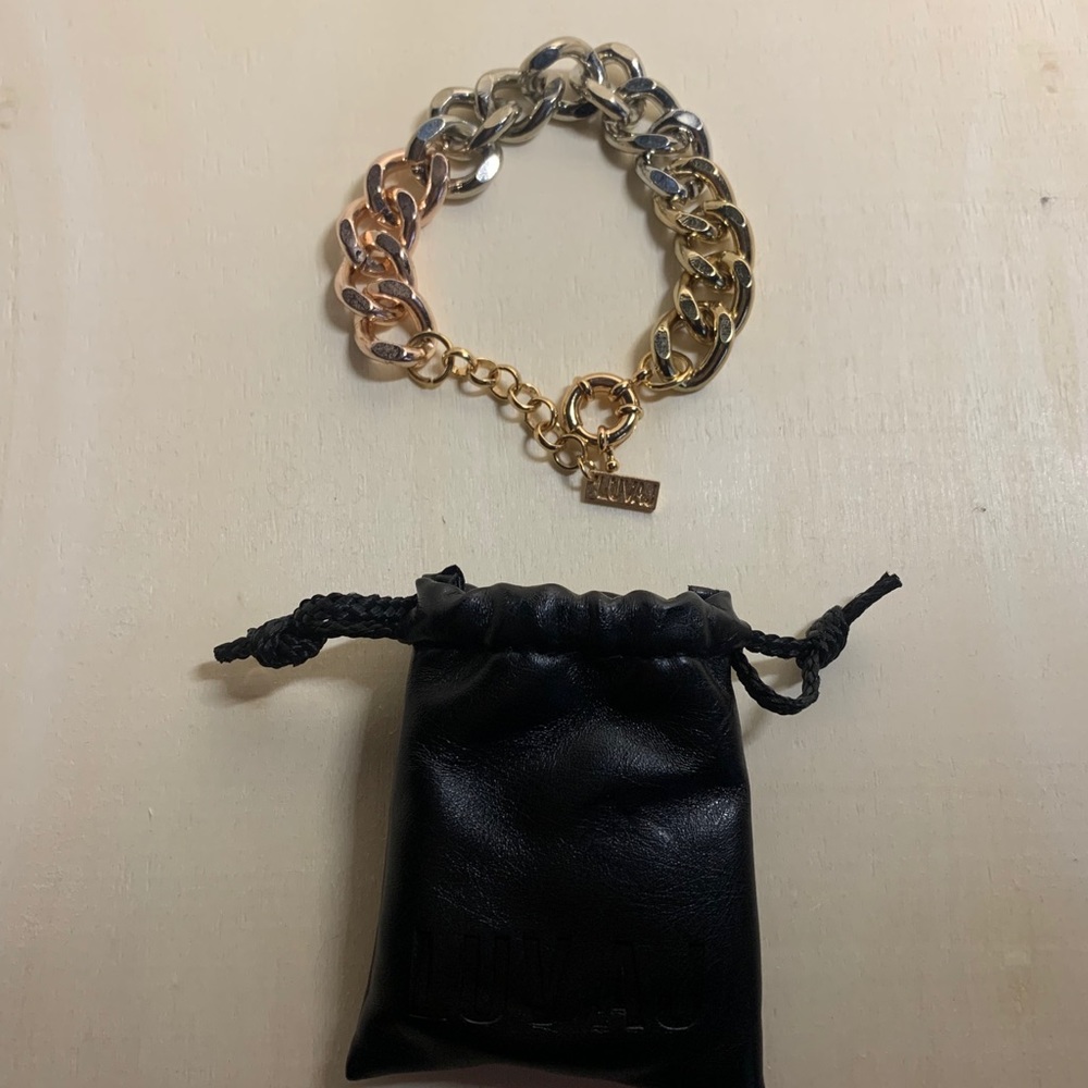 New LuvAJ tri-tone chunky chain link bracelet